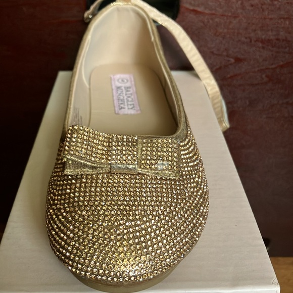 Badgley Mischka girls low heel rose gold glitter ballerina - Picture 2 of 6